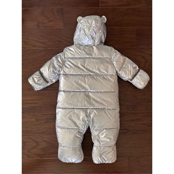 NEW Gap Silver Baby Bear Ear Suit Bunting Snow Suit 6-12 Mo - Picture 2 of 5